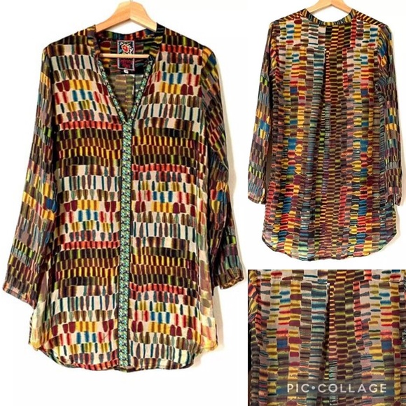 Johnny Was Embroidered V-Neck Tunic - Picture 1 of 6